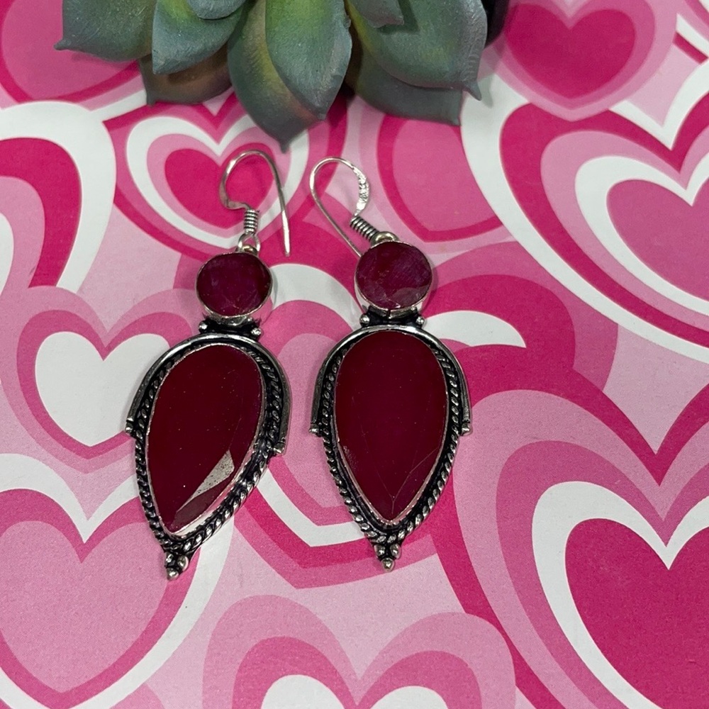 Silver Ruby Earrings - image 3